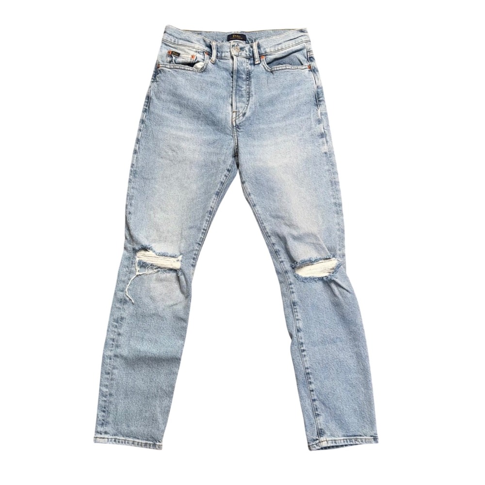 Polo Ralph Lauren Callen High Rise Slim Women 27 Light Blue Excellent Distressed